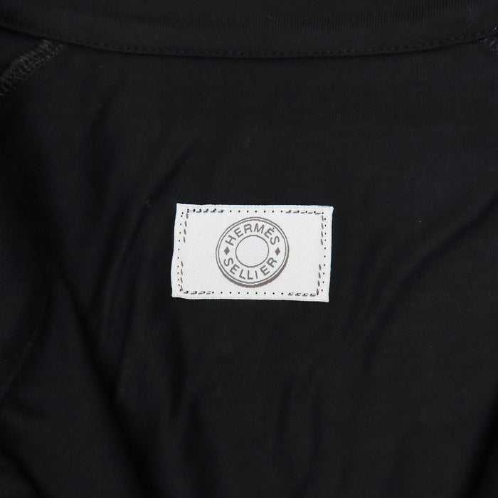 HERMES 
H アッシュ ロゴ ハーフジップ クルーネック ウール 
セリエ 半袖 Tシャツ