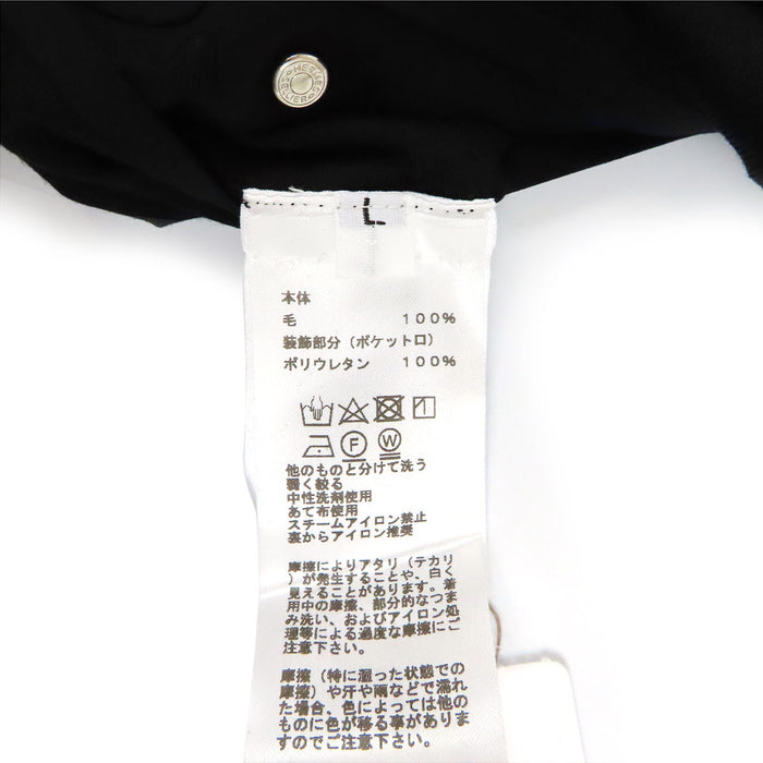 HERMES 
H アッシュ ロゴ ハーフジップ クルーネック ウール 
セリエ 半袖 Tシャツ