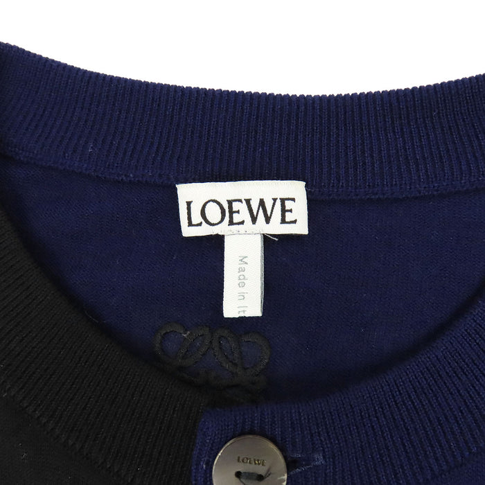 LOEWE 
ロゴボタン バイカラー 
アナグラム ウール アシンメトリー カーディガン