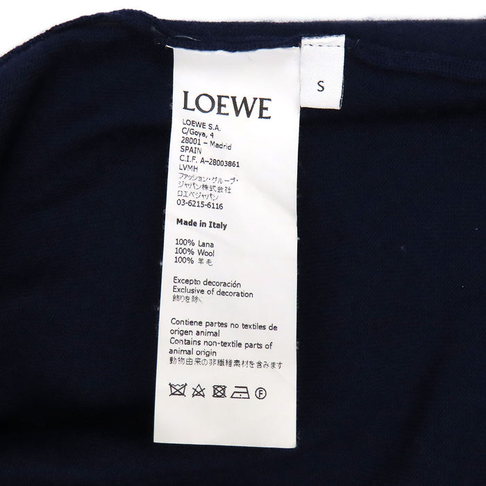 LOEWE 
ロゴボタン バイカラー 
アナグラム ウール アシンメトリー カーディガン