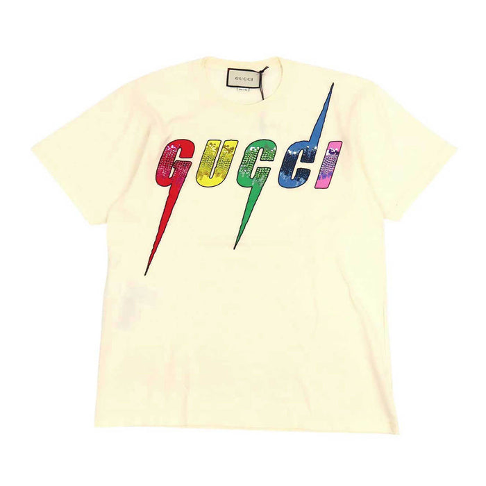 GUCCI 
ロゴ コットン 
ブレード スパンコール Tシャツ