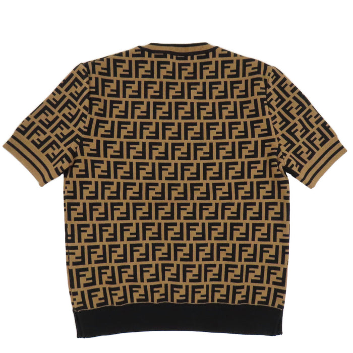 FENDI 
FF柄 ショートスリーブ クルーネック 
FFロゴ ズッカ柄 半袖 ニット