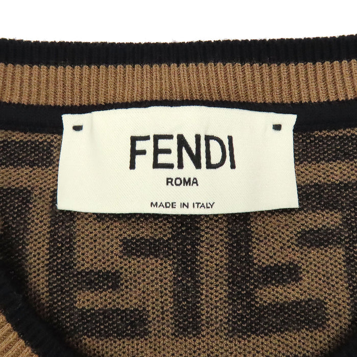 FENDI 
FF柄 ショートスリーブ クルーネック 
FFロゴ ズッカ柄 半袖 ニット