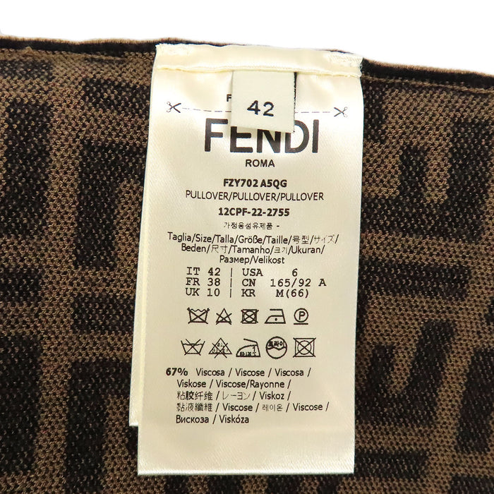FENDI 
FF柄 ショートスリーブ クルーネック 
FFロゴ ズッカ柄 半袖 ニット