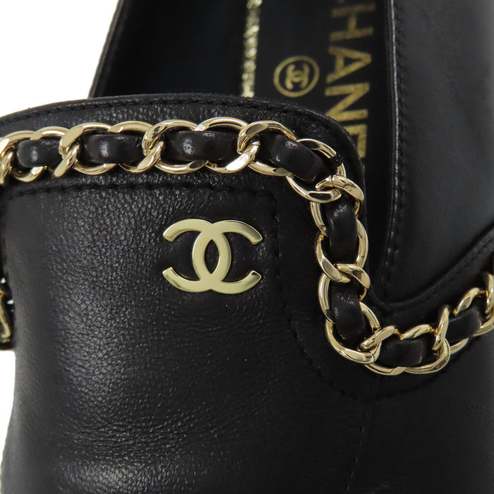 CHANEL 
COCO CC ロゴ レザー 
ココマーク チェーン ローファー
