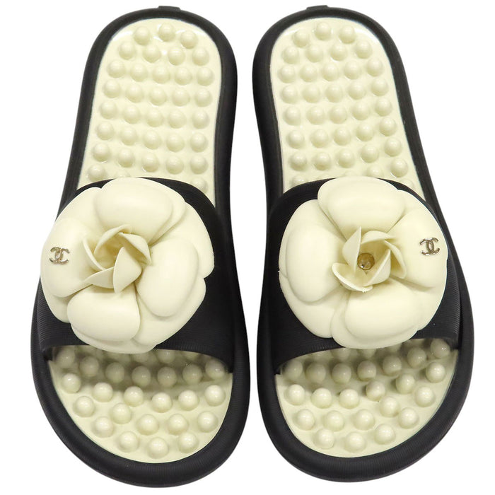 CHANEL 
COCO CC ロゴ フラット サンダル 18S 
ココマーク カメリア ミュール