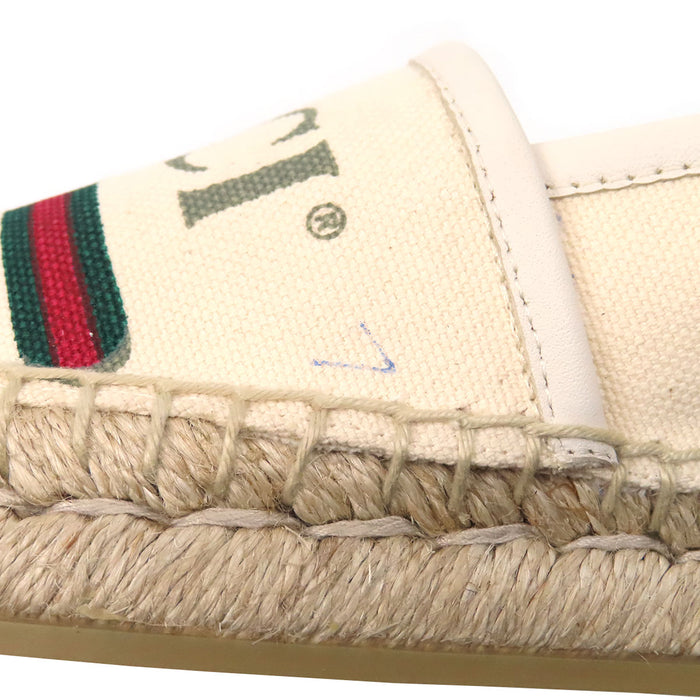 GUCCI 
キャンバス レザー 
ロゴ ウェブライン エスパドリーユ スリッポン
