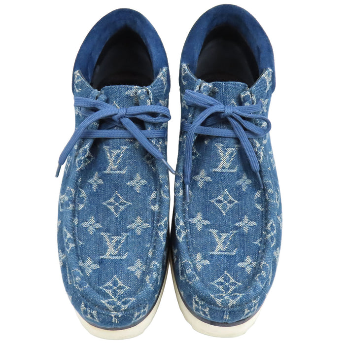 LOUIS VUITTON 
ロゴ 総柄 スウェード 
LV モッズ ライン アンクルブーツ 
モノグラムデニム
