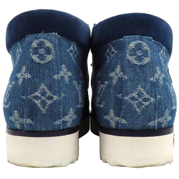 LOUIS VUITTON 
ロゴ 総柄 スウェード 
LV モッズ ライン アンクルブーツ 
モノグラムデニム
