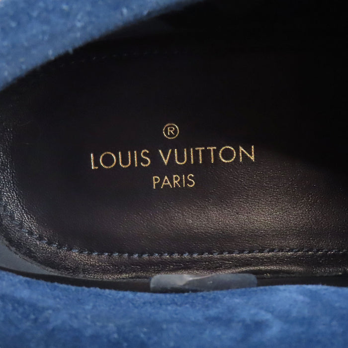 LOUIS VUITTON 
ロゴ 総柄 スウェード 
LV モッズ ライン アンクルブーツ 
モノグラムデニム