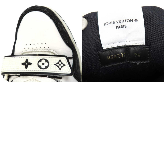LOUIS VUITTON 
ロゴ 刺繍 レザー デニム メッシュ レースアップ 
LV トレイナー スニーカー 
モノグラム