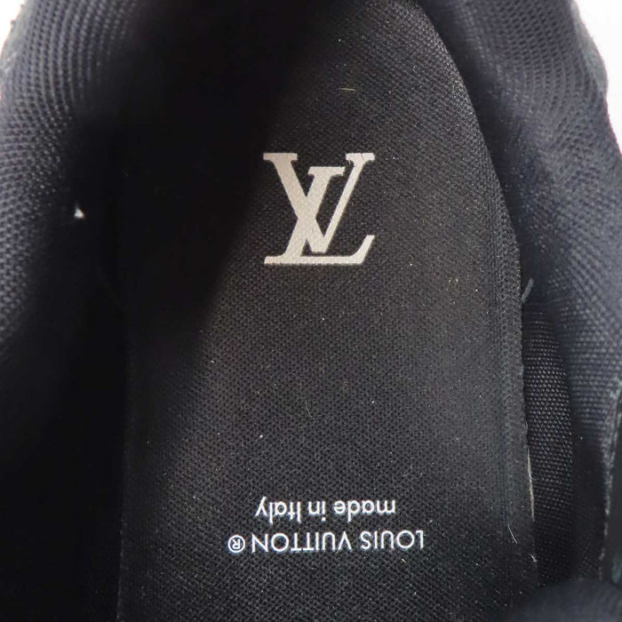 LOUIS VUITTON 
ロゴ 刺繍 レザー デニム メッシュ レースアップ 
LV トレイナー スニーカー 
モノグラム