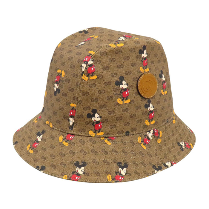 GUCCI 
Disney Mickey Mouse 総柄 ロゴ レザー パッチ 
ディズニー コラボ GGスプリーム ハット