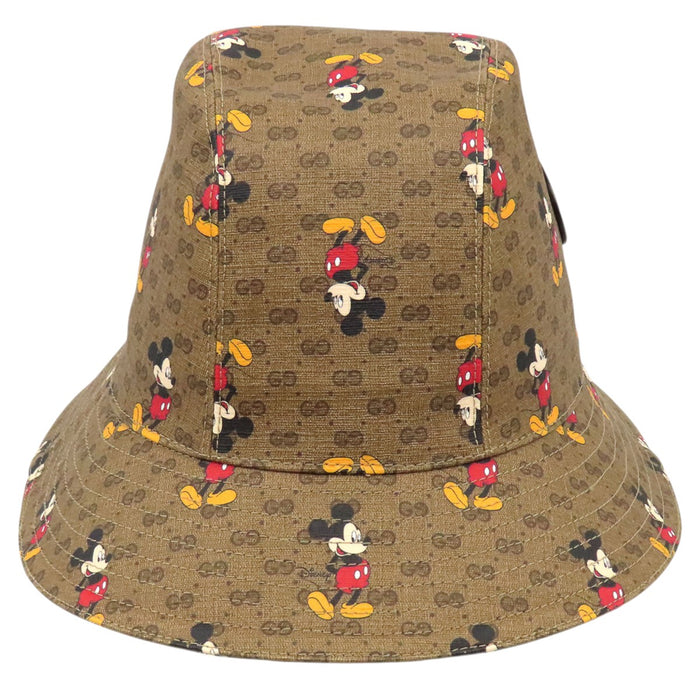 GUCCI 
Disney Mickey Mouse 総柄 ロゴ レザー パッチ 
ディズニー コラボ GGスプリーム ハット