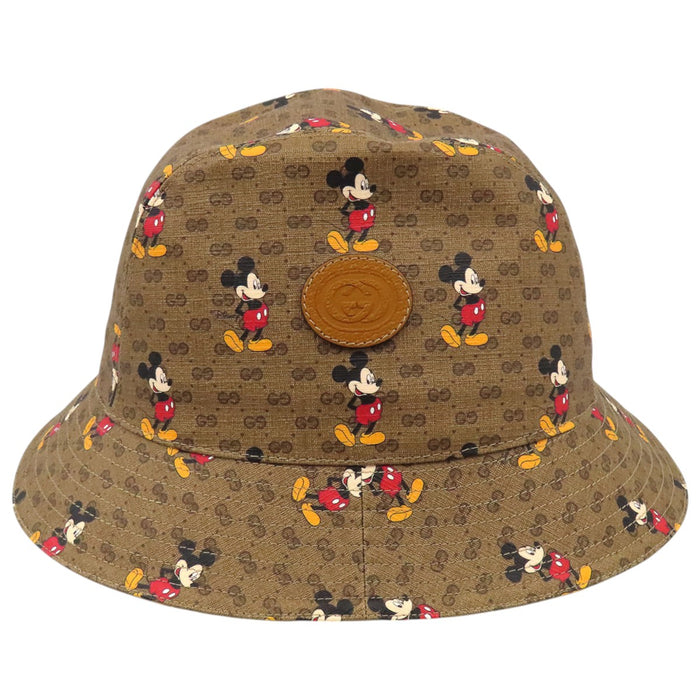 GUCCI 
Disney Mickey Mouse 総柄 ロゴ レザー パッチ 
ディズニー コラボ GGスプリーム ハット