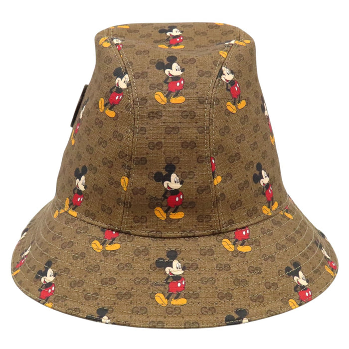 GUCCI 
Disney Mickey Mouse 総柄 ロゴ レザー パッチ 
ディズニー コラボ GGスプリーム ハット