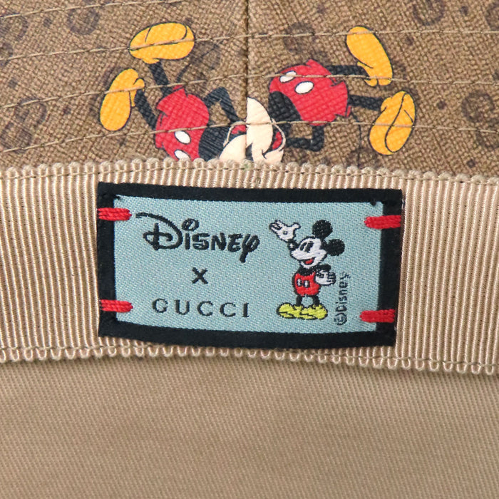 GUCCI 
Disney Mickey Mouse 総柄 ロゴ レザー パッチ 
ディズニー コラボ GGスプリーム ハット
