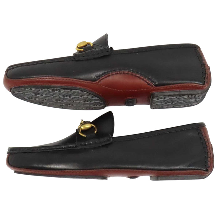 GUCCI 
レザー ゴールドカラー金具 
ホースビット ドライビング シューズ