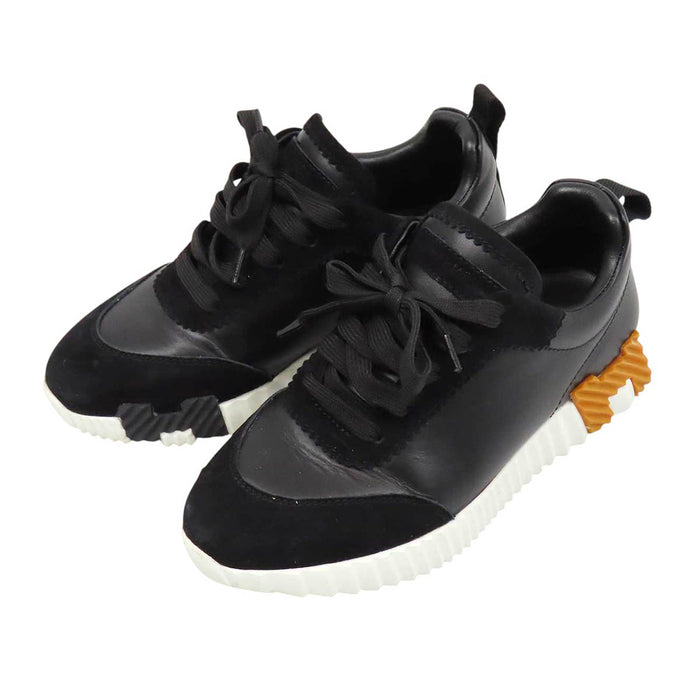 HERMES 
H アッシュ ロゴ レザー スウェード レースアップ 
バウンシング スニーカー