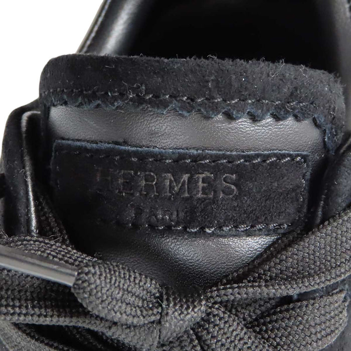 HERMES 
H アッシュ ロゴ レザー スウェード レースアップ 
バウンシング スニーカー