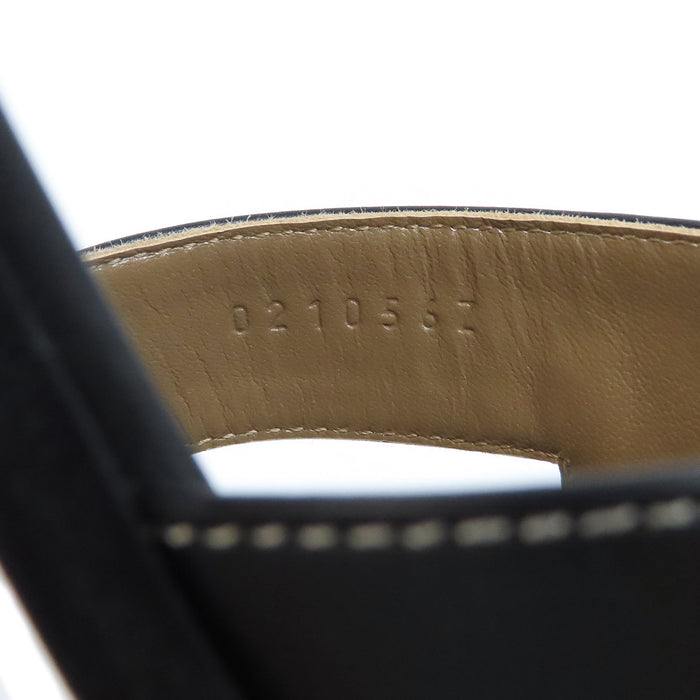 HERMES 
アッシュ ロゴ フラット 
オラン レザー サンダル