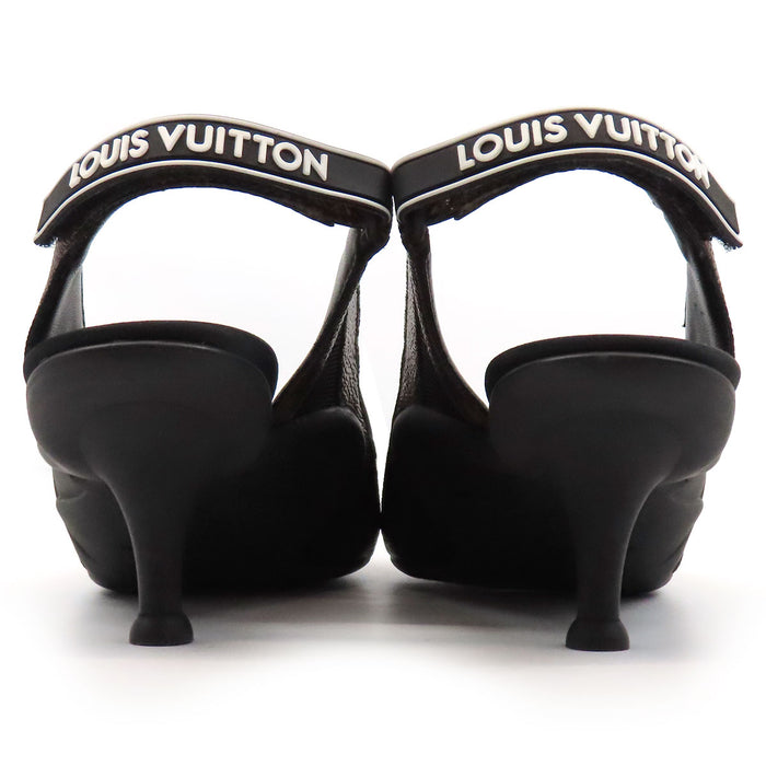 LOUIS VUITTON 
LVサークル ロゴ レザー ファブリック ラバー スリングバック 
アークライト ライン パンプス 
モノグラム