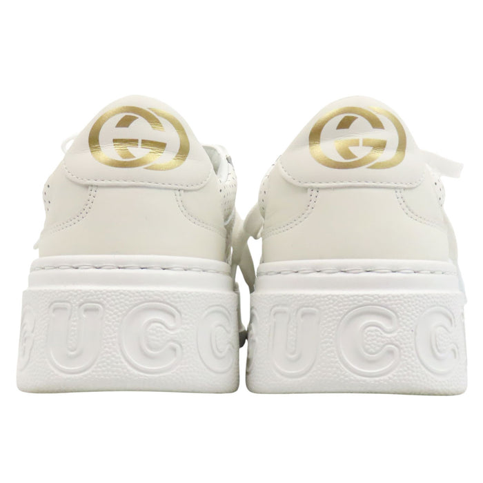 GUCCI 
ロゴ レースアップ ローカット レザー 厚底 
GG エンボス スニーカー