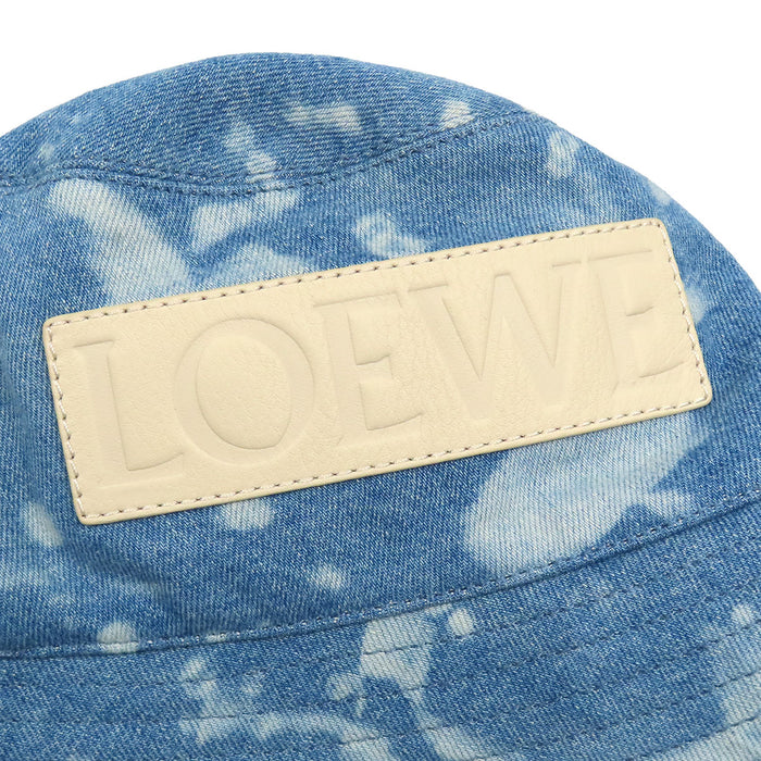 LOEWE 
パウラズイビザ コットン 
ロゴ レザー パッチ デニム バケットハット