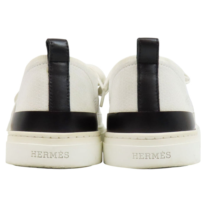 HERMES 
H アッシュ ロゴ キャンバス レザー ローカット 
ディープ スニーカー