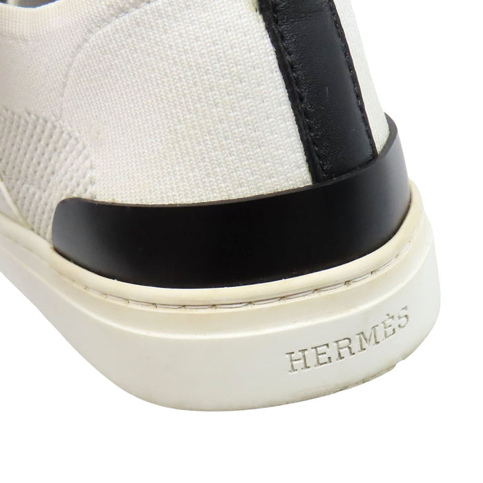 HERMES 
H アッシュ ロゴ キャンバス レザー ローカット 
ディープ スニーカー