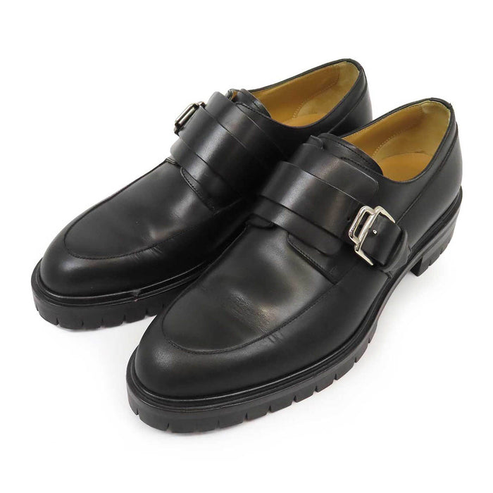 HERMES 
シルバーカラー金具 
モンクストラップ レザー シューズ