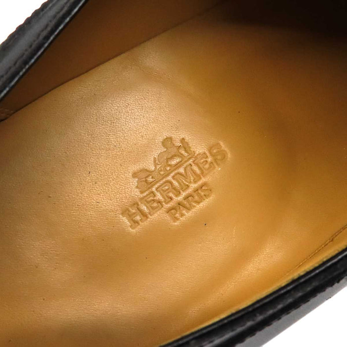 HERMES 
シルバーカラー金具 
モンクストラップ レザー シューズ