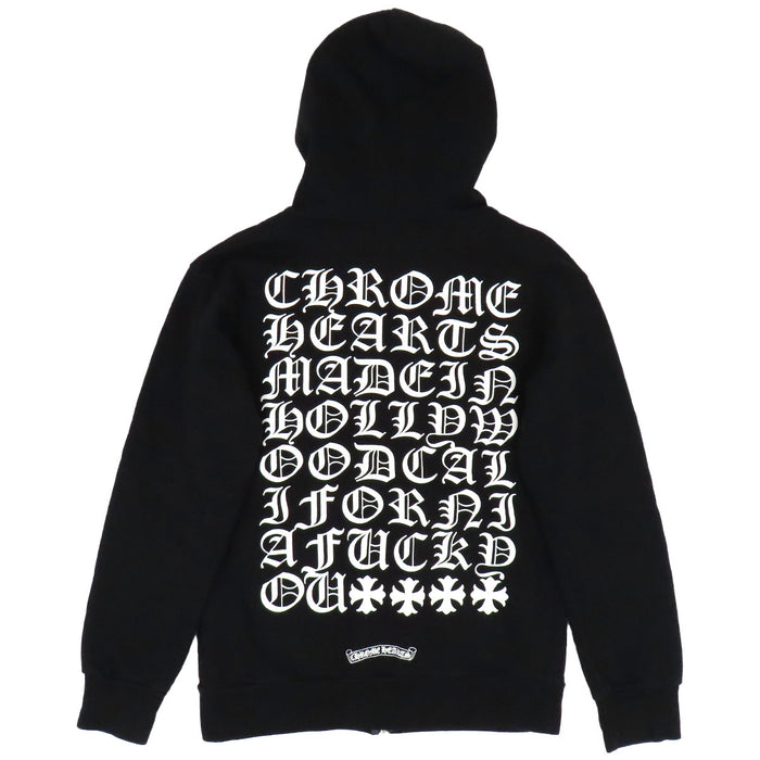 CHROME HEARTS 
MADE IN HOLLYWOOD CALIFORNIA FUCK YOU CH Eye Chart スクロールラベル コットン 
ダガージップ ホースシュー パーカー