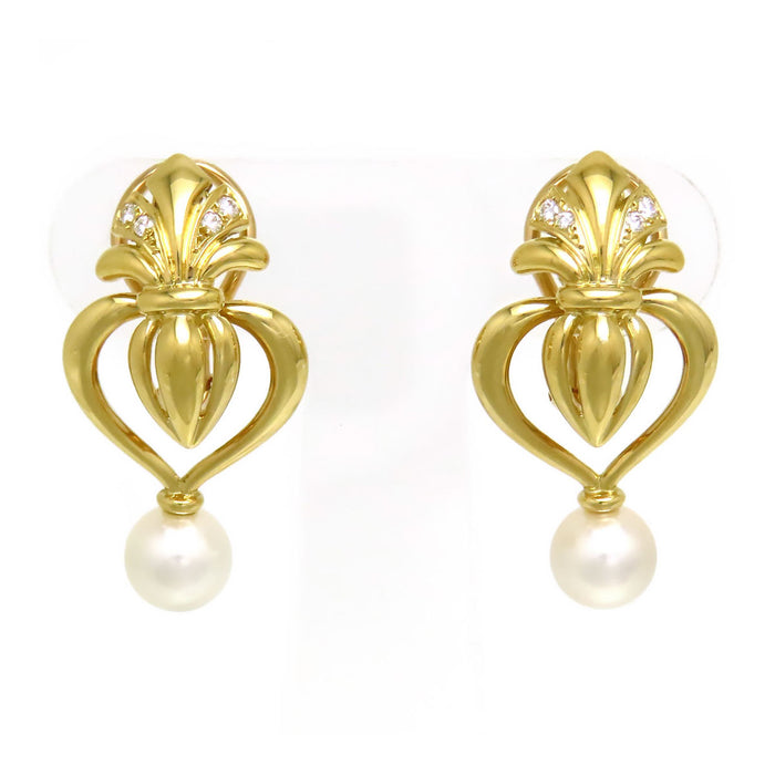 MIKIMOTO 
Orecchini perla con diamanti con charm intercambiabile