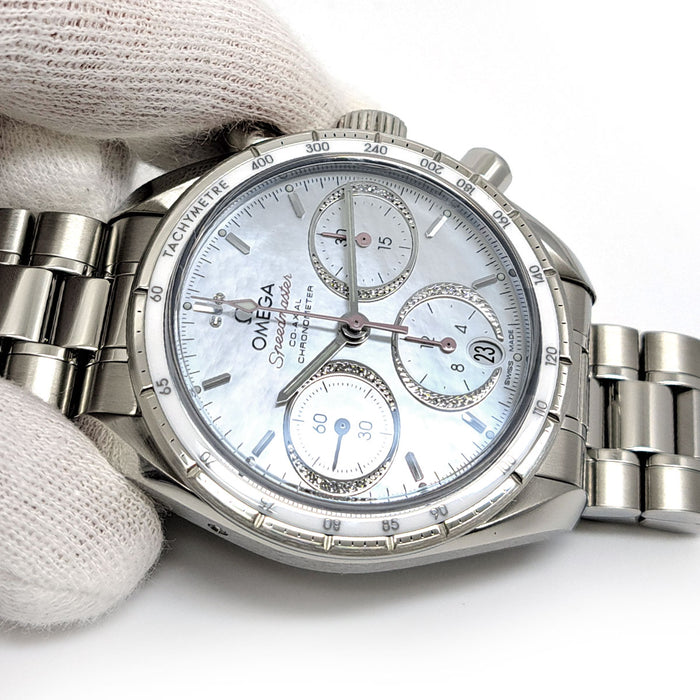 OMEGA 
スピードマスター 38 クロノグラフ シェルダイヤ文字盤 
箱ギャラ付
