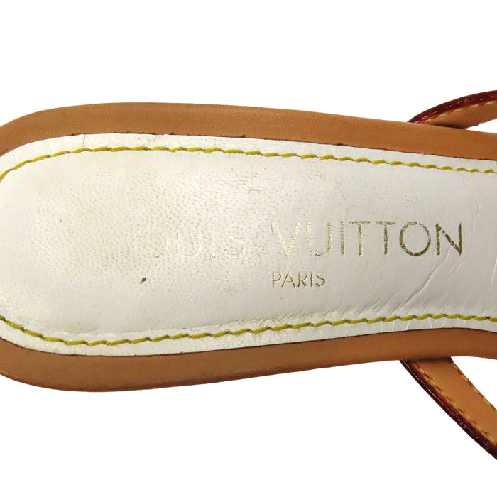 LOUIS VUITTON 
LV リボン レザー 
モノグラム マルチカラー ウェッジソール サンダル