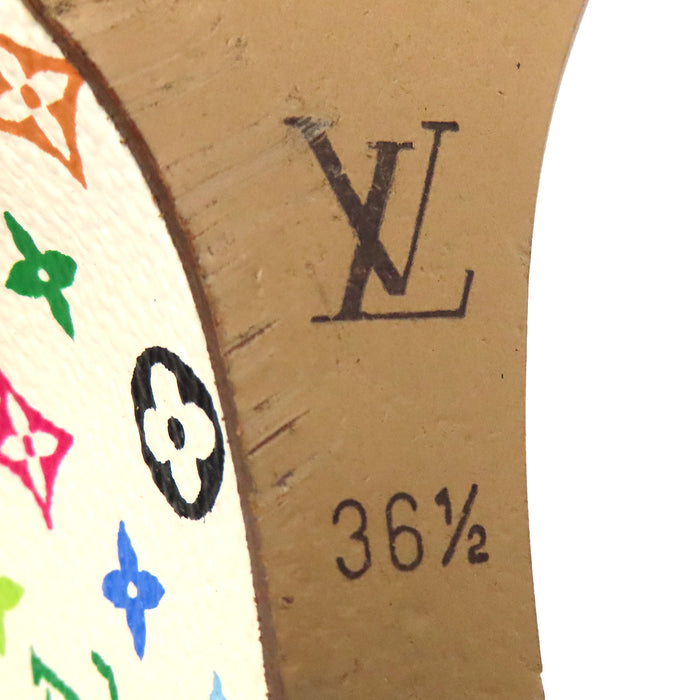 LOUIS VUITTON 
LV リボン レザー 
モノグラム マルチカラー ウェッジソール サンダル