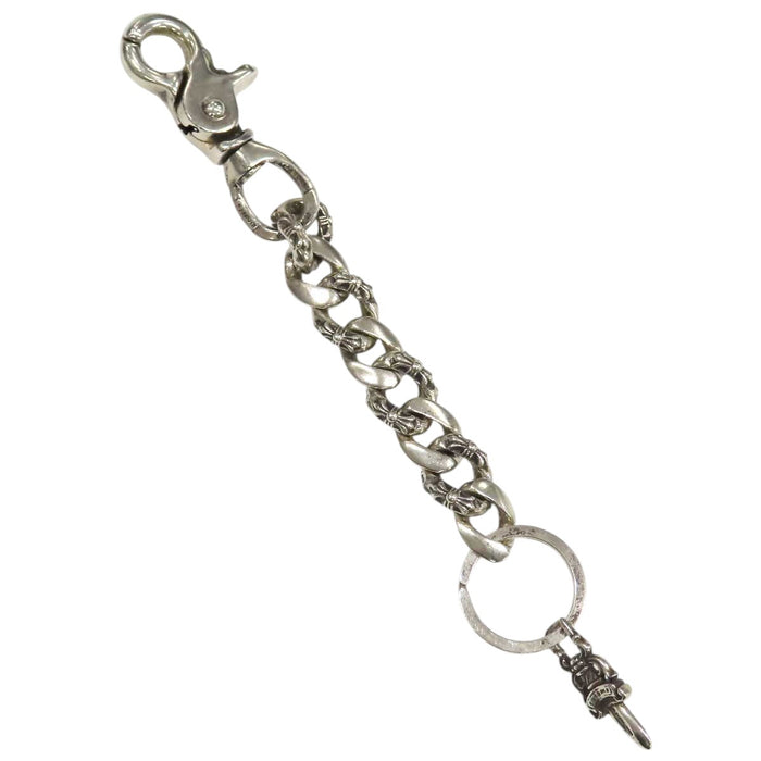 CHROME HEARTS 
Cross Ball Dagger Silver 8 Link 
Long Fancy Link Keychain