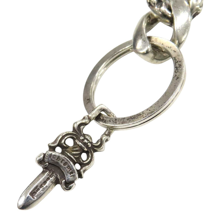 CHROME HEARTS 
Cross Ball Dagger Silver 8 Link 
Long Fancy Link Keychain