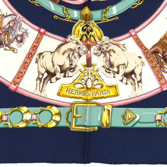 HERMES 
スカーフ 大判 シルク 
カレ 90 CHEVAUX DE TRAIT 輓馬