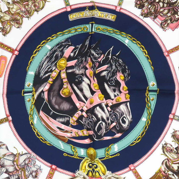HERMES 
スカーフ 大判 シルク 
カレ 90 CHEVAUX DE TRAIT 輓馬