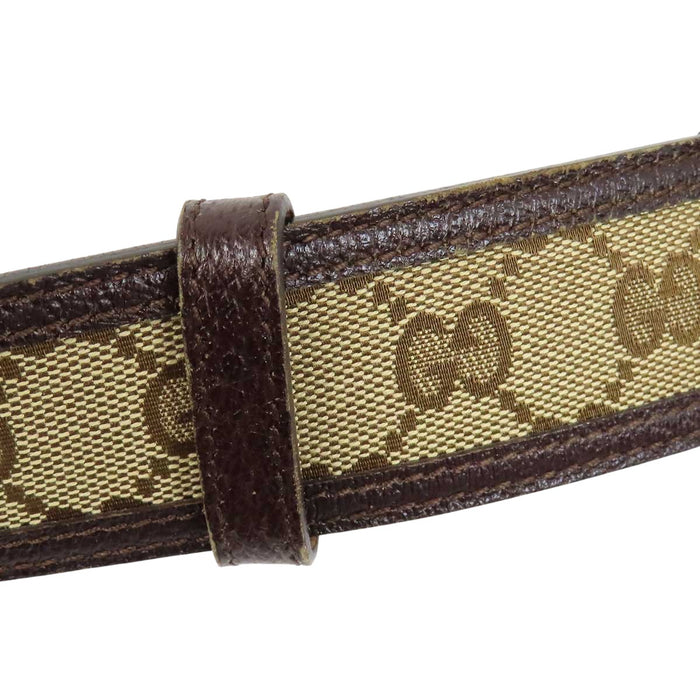 GUCCI 
レザートリム ロゴ 
GG キャンバス インターロッキングG バックル ベルト