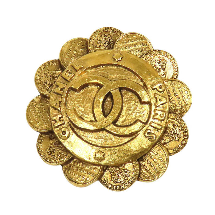 CHANEL 
COCO CC ロゴ 1252 ゴールドカラーメタル 
ココマーク フラワー ヴィンテージ ブローチ