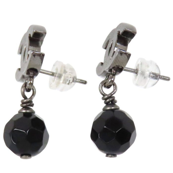 CHANEL 
A14V COCO CC Logo Stone Bead 
Coco Mark Drop Earrings