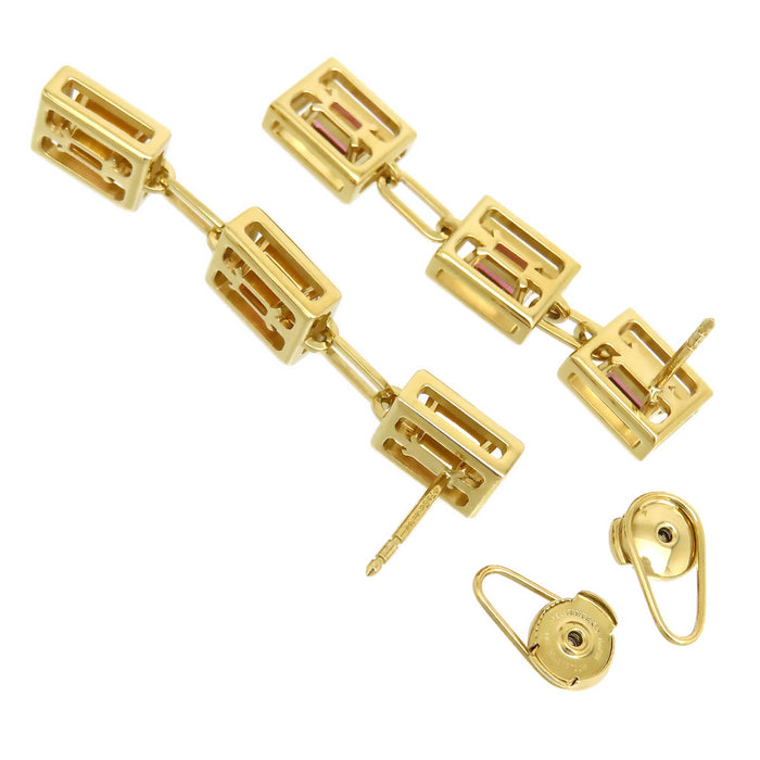 TIFFANY&Co. 
スクエア ピンクトルマリン ドロップ ピアス
