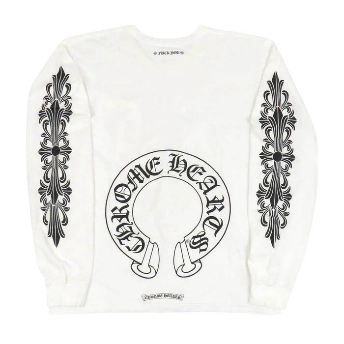 CHROME HEARTS 
CH コットン 
袖フローラル ホースシュー プリント ロングスリーブ Tシャツ