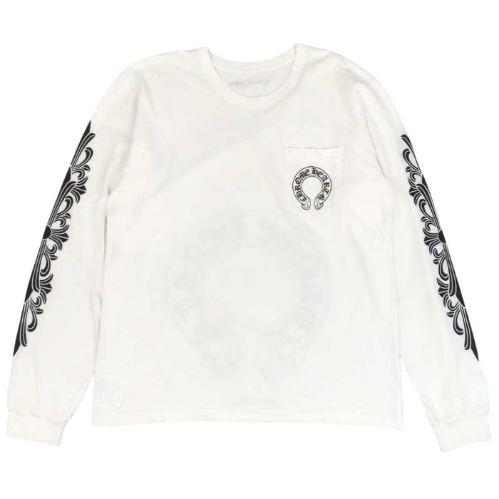 CHROME HEARTS 
CH コットン 
袖フローラル ホースシュー プリント ロングスリーブ Tシャツ