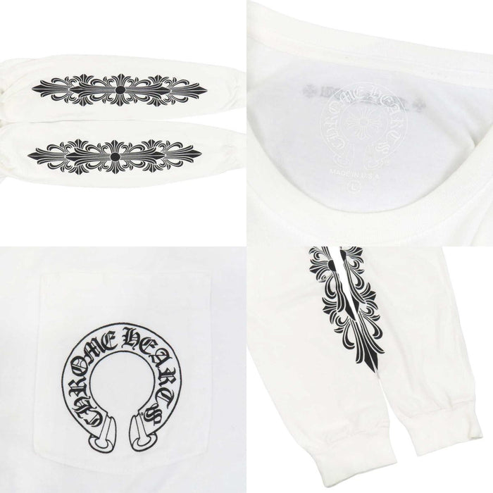 CHROME HEARTS 
CH コットン 
袖フローラル ホースシュー プリント ロングスリーブ Tシャツ