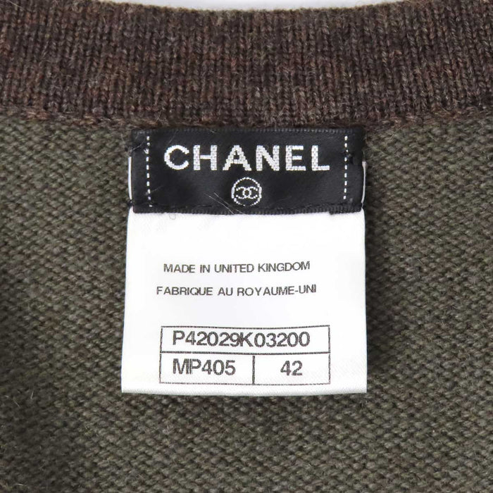 CHANEL 
COCO CC ロゴ Vネック 
ココマーク ターンロック カシミヤ ロング カーディガン