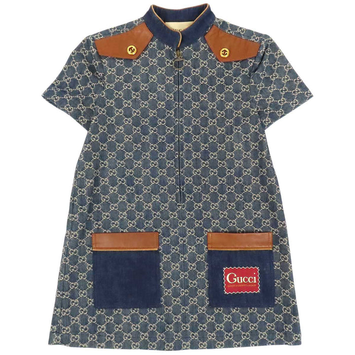 GUCCI 
ロゴ 総柄 ハーフジップ コットン レザー 
GG デニム ワンピース
